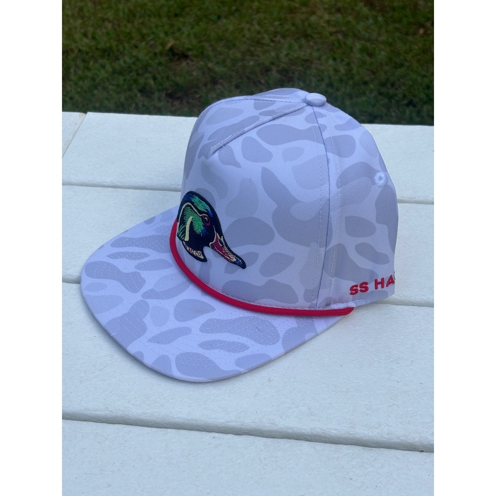 Southern String Hat Co Wood Duck Snapback Hat Grey White Camo Rope Trucker Cap